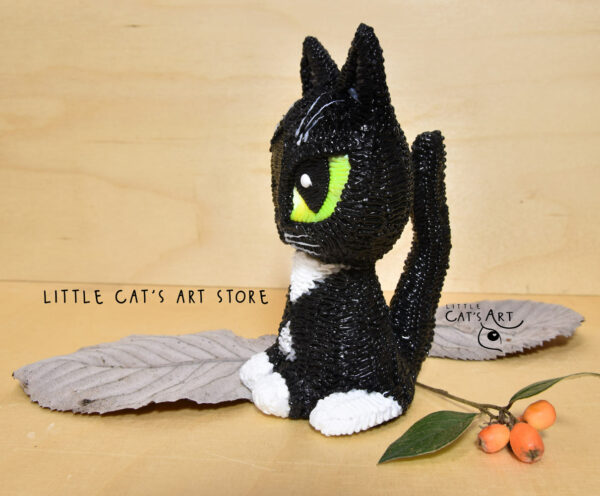 Black and white cat personalized 3D figurine