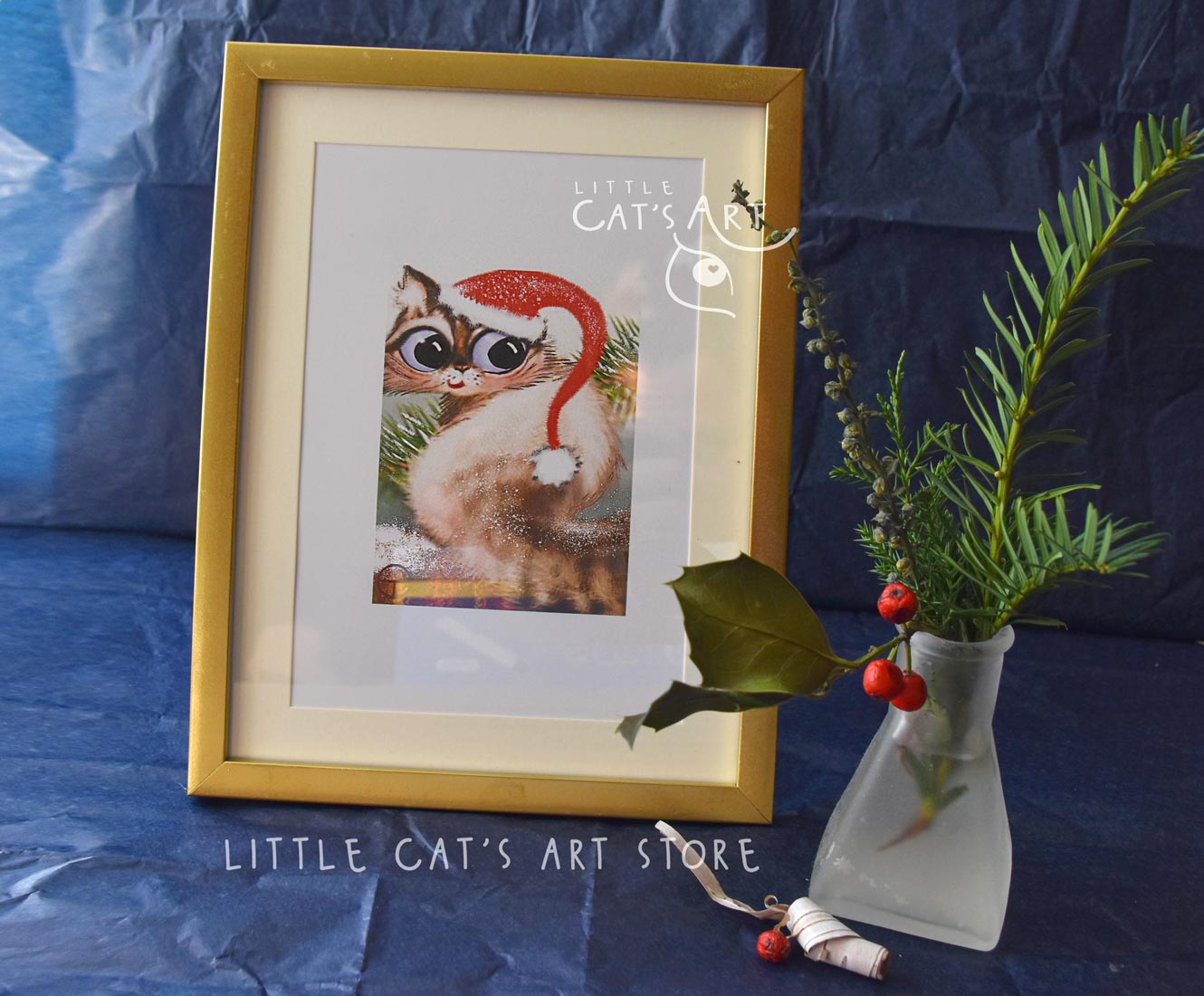 Christmas Neva Masquerade cat portrait print