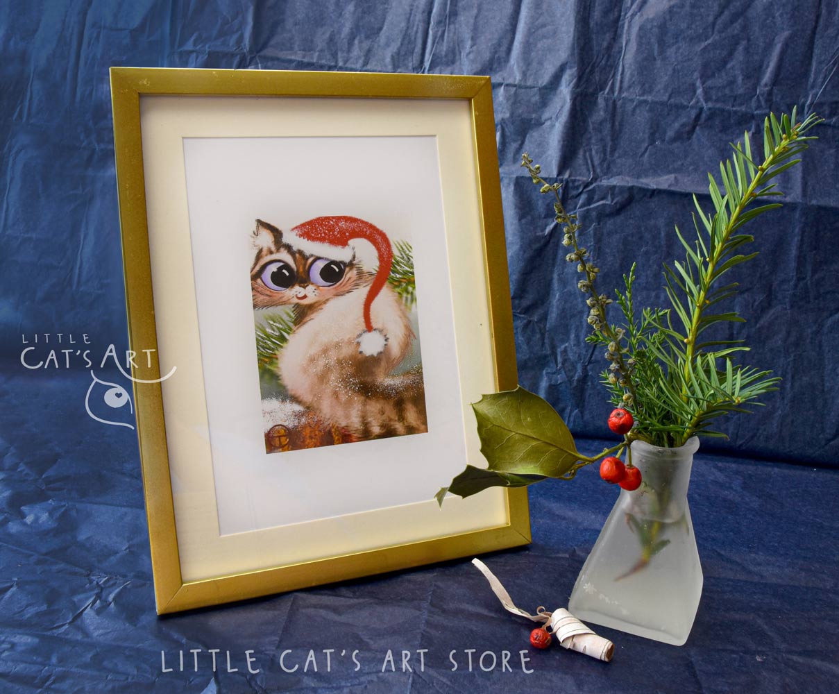 Christmas Neva Masquerade cat portrait print