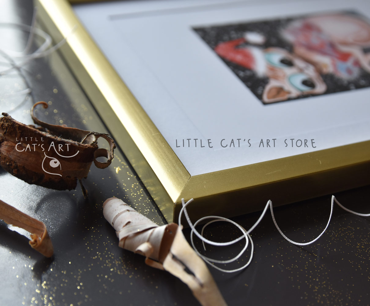 Sphynx cat portrait Christmas print
