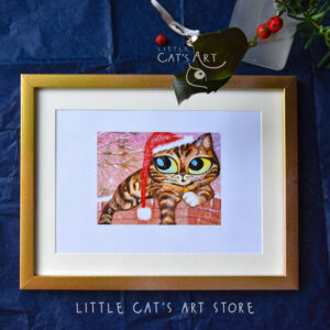 Christmas Bengal cat print wall decoration