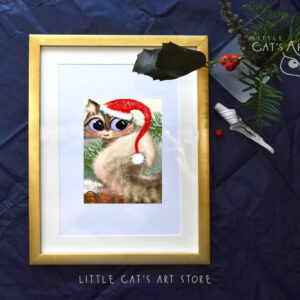 Christmas Neva Masquerade cat portrait print