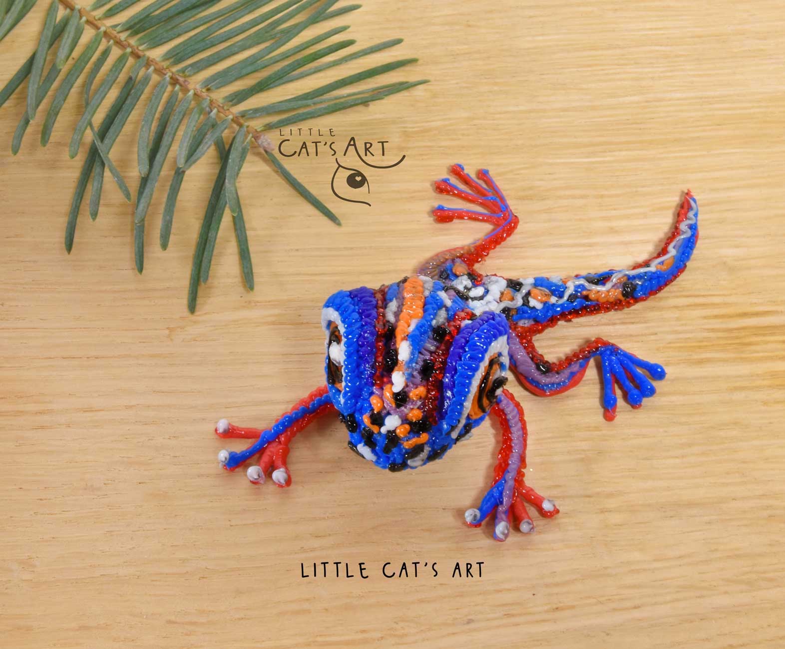 Blue-red leopard gecko figurine - Little Cat's Art, image size:1572x1300