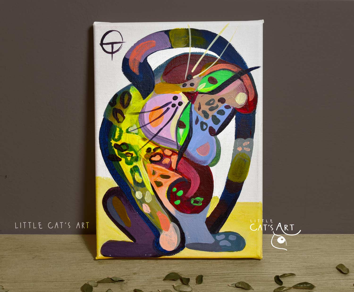 quirky artsy leopard cat modern portrait in funny pose