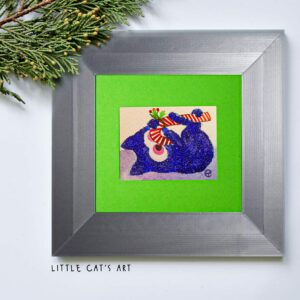 Glittery Holiday Kitty & Candy Cane Joy painting festive decoration