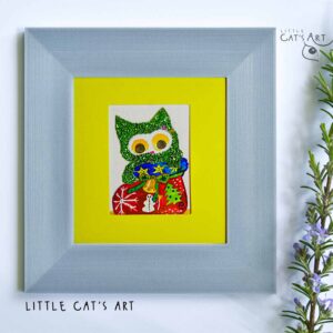 Shiny Green Kitty’s Stocking Surprise painting