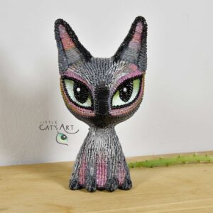 Black Sphynx handmade cat figurine